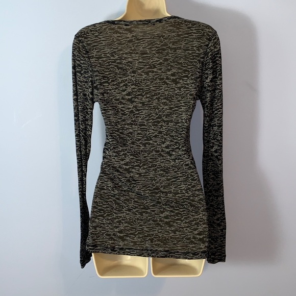 Y2k BCBG Black gray burnout Long Sleeve fitted crew neck top size large - Picture 3 of 7